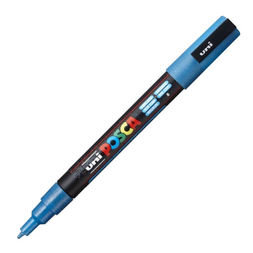 Marcador UNI Posca Pc-3ml fino 0,9-1,3mm azul claro sparkling