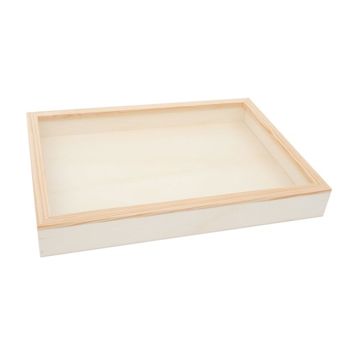 Caixa de Madeira comtampa de Vidro 50x36x6cm