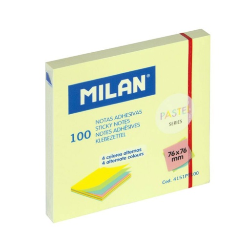 Bloco de Notas Aderentes MILAN 76x76mm 4 Cores Pastel com 100