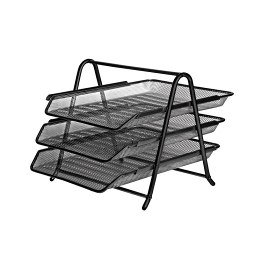 Tabuleiro de Secretária Rede Metal 3 Gavetas Preto FOROFIS