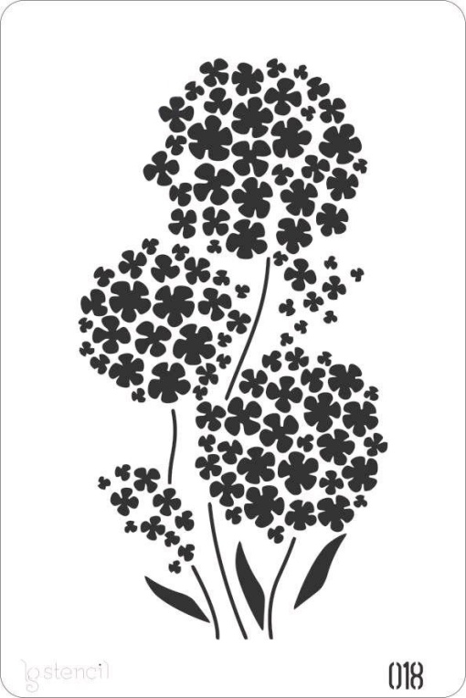 Stencil 20x30cm hortênsias