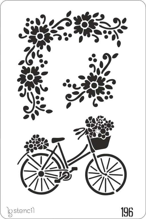 Stencil 20x30cm bicicleta com flores