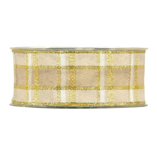 Fita de Tecido MP Classic Christmas 40mmx10m Xadrez Dourado