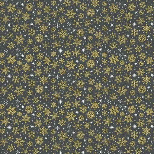 Tecido MAKOWER Christmas Essentials preto/dourado 1x1,12m