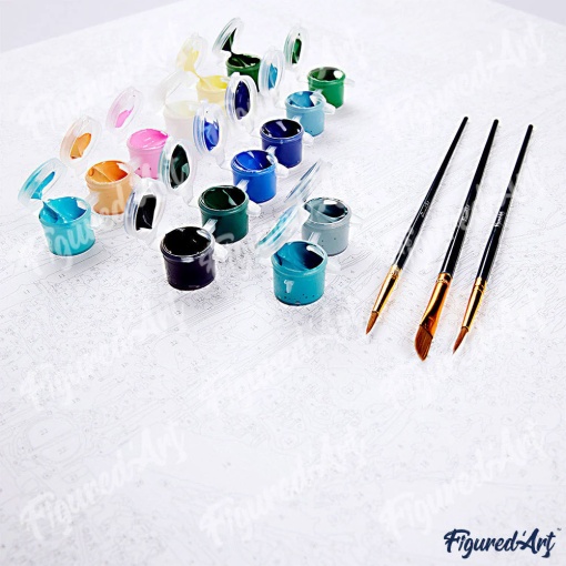 Pintar por números FIGURED'ART com moldura 40x50cm vaso de peónias