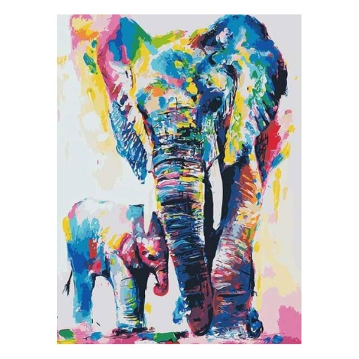 Pintar por números FIGURED'ART com moldura 40x50cm aguarela de elefante