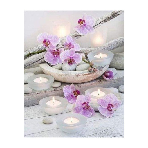 Pintar com diamantes FIGURED'ART com moldura 40x50cm flores e velas