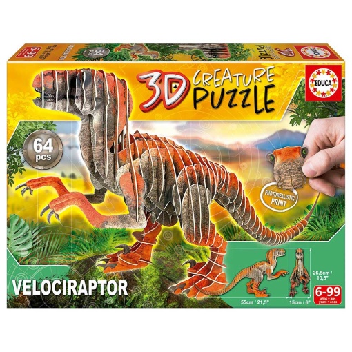 Puzzle EDUCA 64 peças 3D Creature Velociraptor