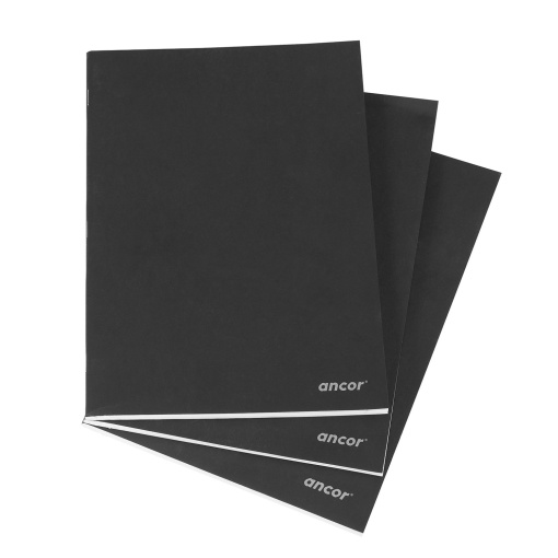 Caderno A4 Capa Preta Agrafado ANCOR Pautado 80 folhas 60g