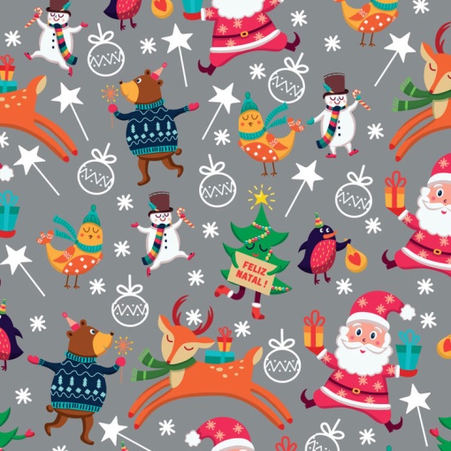 Papel de Embrulho JOL Natal 70x100cm Prateado/Multicor