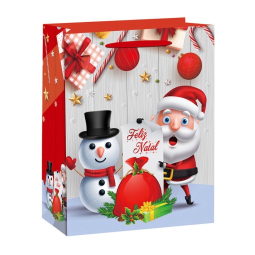 Saco de Papel Asa Cordão LUX 210g Natal Feliz Natal 31x12x42cm