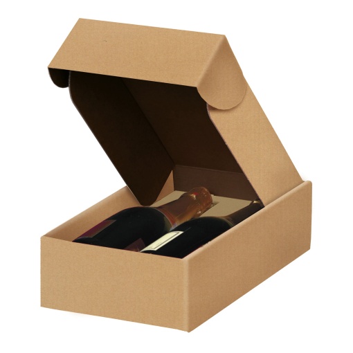 Caixa em Cartão para 2 garrafas Kraft Horizontal 20x33,5x9cm