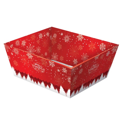 Cabaz em cartão Merry Christmas 20,5x16x10cm vermelho
