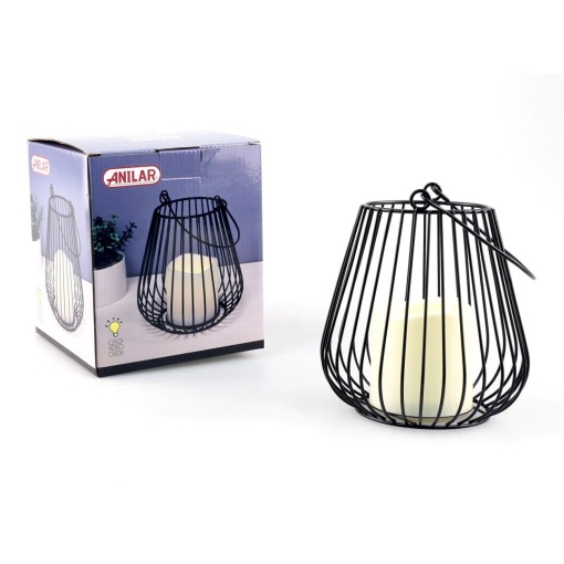 Lanterna Decorativa A Pilhas com Vela 14,5x14,5x17cm