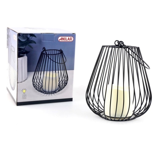 Lanterna Decorativa A Pilhas com Vela 16,5x16,5x20,5cm