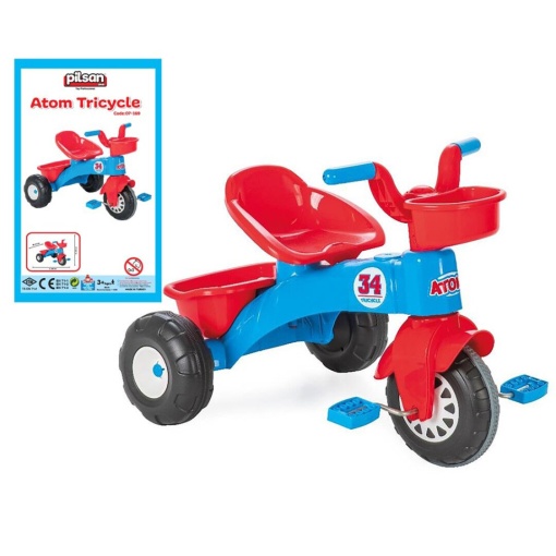 Triciclo com Cesto Frontal e Traseiro Azul/Vermelho PILSAN