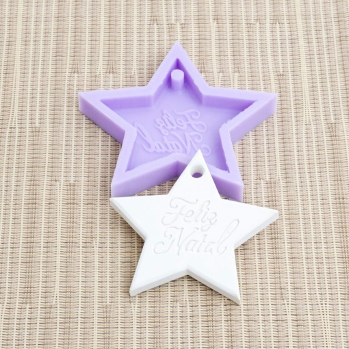 Molde de silicone Estrela Feliz Natal 7,5x7,5cm LG