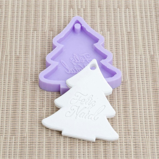 Molde de silicone pinheiro feliz NATAL 7,3x8cm LG