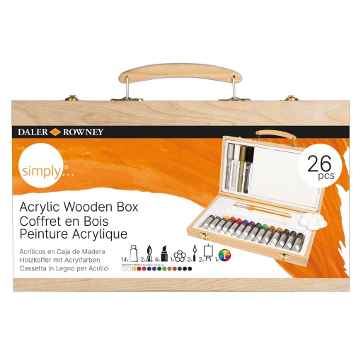 Conjunto de Pintura Acrílica DALER-ROWNEY SIMPLY com Caixa de Madeira