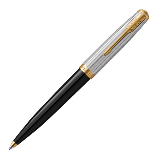 Esferográfica PARKER 51 Lacado Preto/Cromado Escovado M Golden Trim