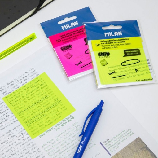 Bloco de notas aderentes MILAN 76x76mm translúcido rosa - 50 folhas