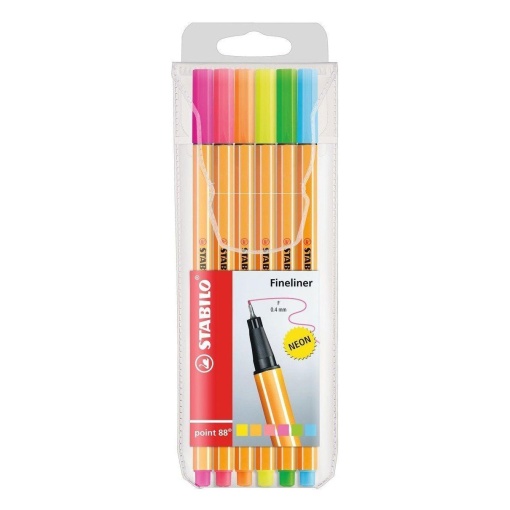 Fineliner STABILO Point 88 0,4mm 6 Cores Neon