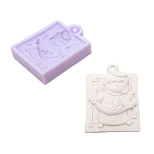 Molde de silicone anjinho com corações 5x7,2cm