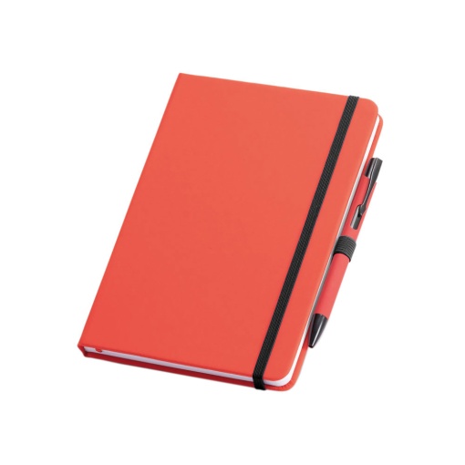Caderno A5 Shaw Liso 80 folhas Vermelho + Esferográfica