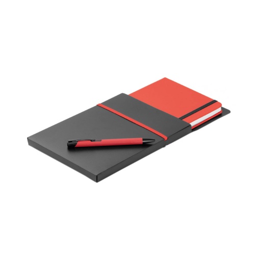 Caderno A5 Shaw Liso 80 folhas Vermelho + Esferográfica