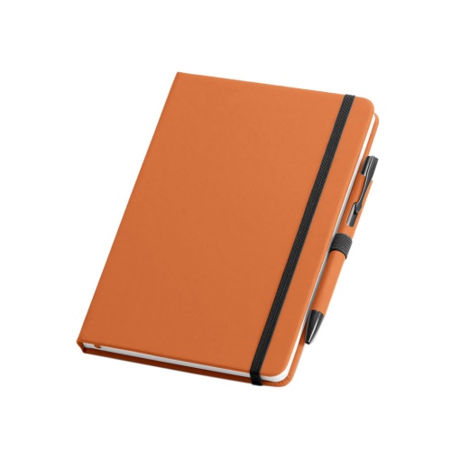 Caderno A5 Shaw Liso 80 folhas Laranja + Esferográfica