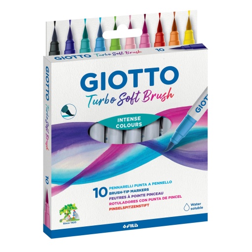 Brush Pen Aguarelável GIOTTO Turbo Soft 10 Cores