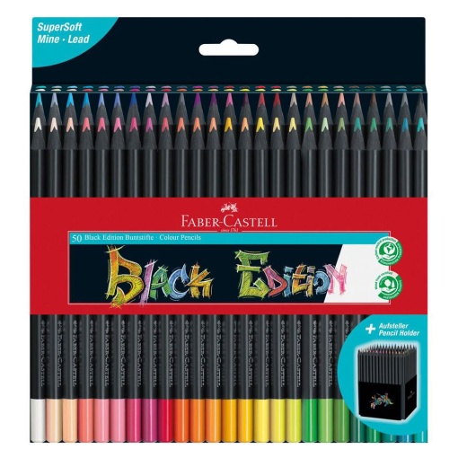 Lápis de Cor FABER-CASTELL Black Edition Longos (50 unidades)