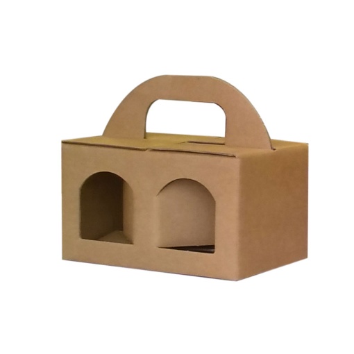 Caixa em Cartão para 2 compotas 170x80x90mm com visor + pega Kraft