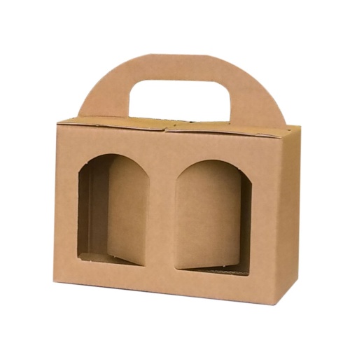 Caixa em Cartão para 2 compotas 170x80x120mm com visor + pega Kraft