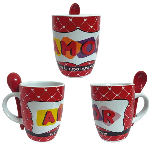 Caneca com Colher "Amor Tu és Tudo para Mim"