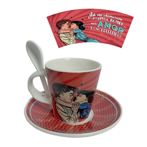Conjunto de Café Chávena+Pires+Colher "Já me chamaram muitos nomes..."