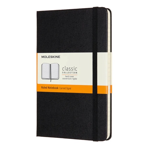 Caderno 11,5x18cm Pautado Capa Dura MOLESKINE Classic Preto com Elástico