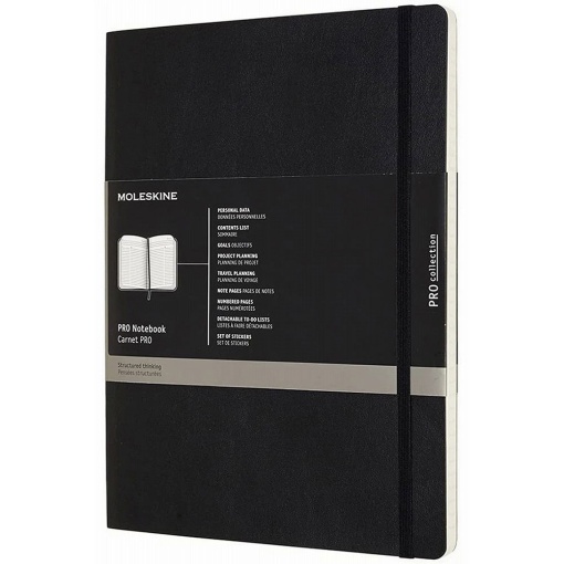 Caderno 19x25cm Pautado MOLESKINE Pro Preto com Elástico