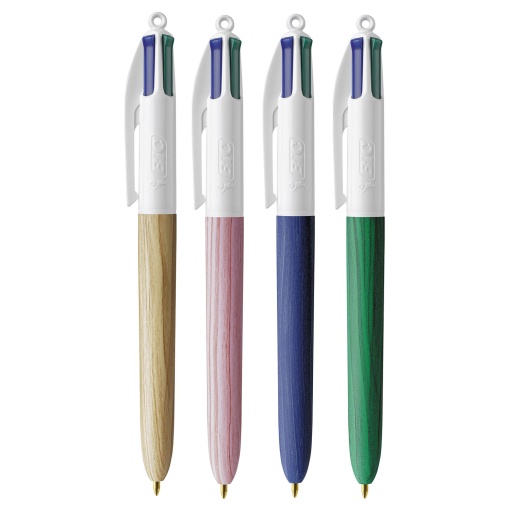 Esferográfica de 4 Cores BIC 4 Colours Wood Effect Sortido