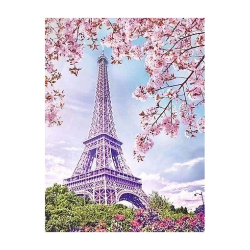 Pintar com diamantes FIGURED'ART 40x50cm Torre Eiffel na primavera