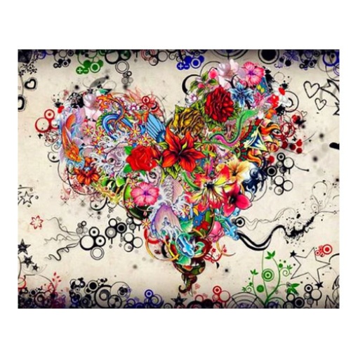 Pintar por números FIGURED'ART com moldura 40x50cm coração de flores