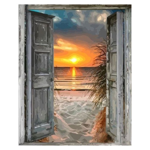 Pintar por números FIGURED'ART com moldura 40x50cm porta para o mar