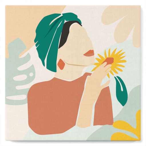 Pintar por números FIGURED'ART com moldura 20x20cm mulher em turbante verde