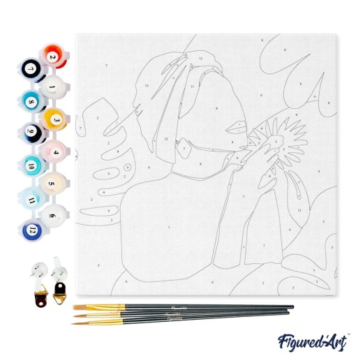 Pintar por números FIGURED'ART com moldura 20x20cm mulher em turbante verde