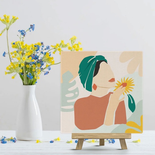 Pintar por números FIGURED'ART com moldura 20x20cm mulher em turbante verde