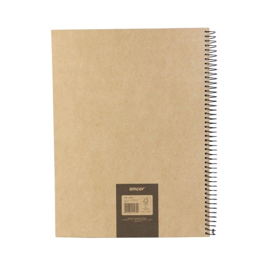 Caderno A4 Capa Dura Espiral ANCOR Kraft Pautado 48 folhas 90g
