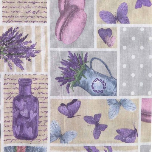 Tecido Loneta Borboletas Multicor/Roxo 1x2,80m