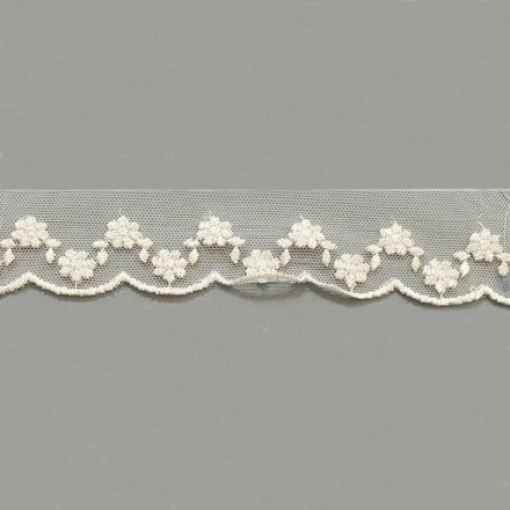Fita de Tule Bordado HILOGAR Anett 30mm Marfim (metro)