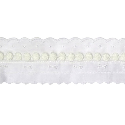 Fita de Tecido Bordado Inglês com Guipur 50mm Branco/cru 202/217 (metro)