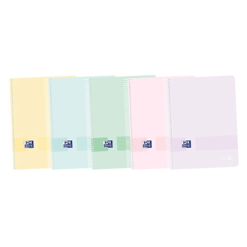 Caderno A4 capa plástica espiral OXFORD Live&Go Europeanbook 8 pautado 160 folhas 90g cores pastel sortido